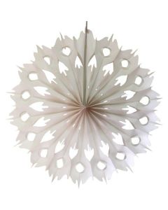 16'' Snowflake Paper Fan - White