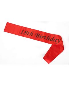 Red 18th birthday sash
