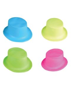 Neon Glitter Top Hat (Pack of 6)