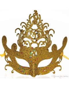 Laser Cut Beautiful Cosplay Glitter Half Face Carnival Masquerade Mask- Golden