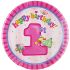 Fun At 1 Girl Paper Party Plates (Pink)