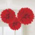 Caribbean Fluffy Decorations 16in-Pack of 3 (Red)