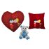 Yellow Valentine Heart Shape Cushion, Teddy and Cushion
