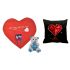 Red & Black Valentine Heart Shape Cushion, Teddy and Cushion