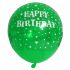 Happy B'day With Stars Latex Balloons (Green) - Pack Of 5