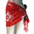 White Flowers Print Red Sarong