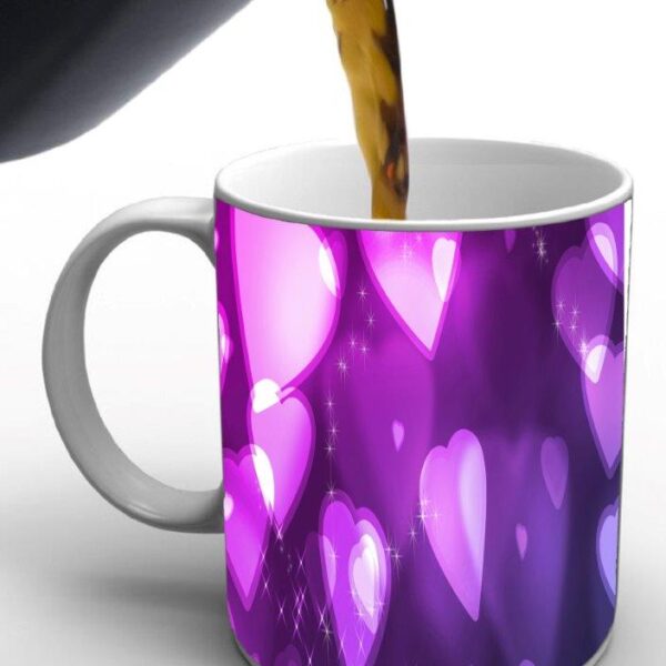 Purple & White Heart Print Valentine Mug