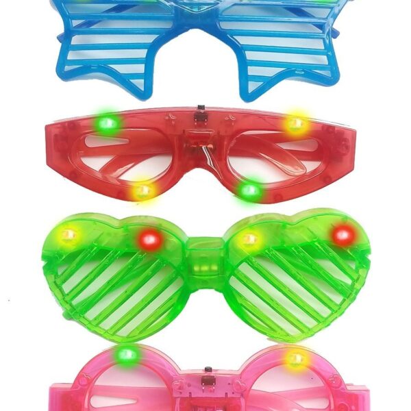 Ziggle Neon Florescent LED Prop Googles (Red, White and Pink) - Pack of 4