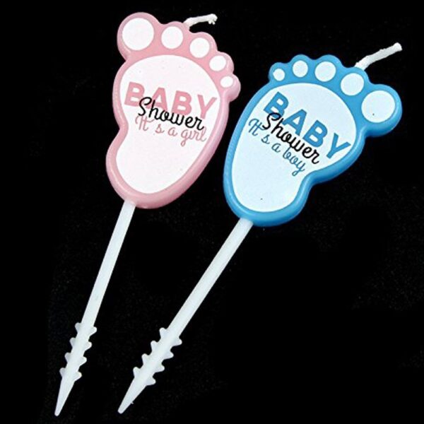 Unisex Baby Shower Foot Print Candles for Decoration (AN - 2289, Pink and Blue) - Pack of 5