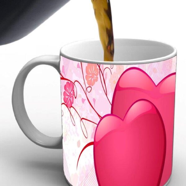 Pink Heart Print Valentine Mug