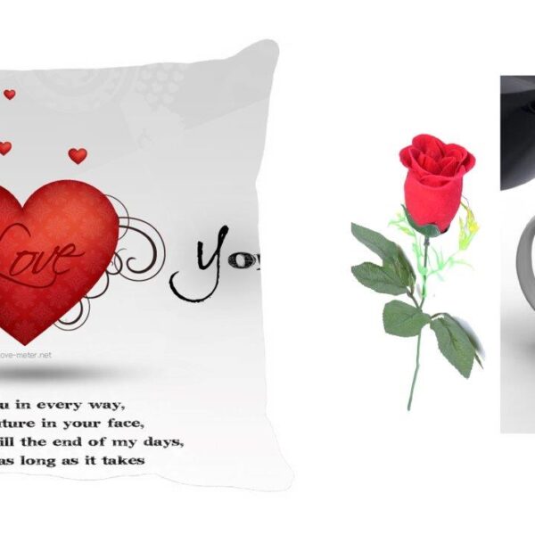 Red Heart With White Valentine Cushion Combo