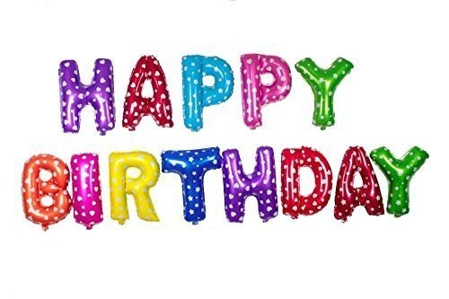 Happy Birthday Letter Foil Balloon set (Multi Color) 13 letters