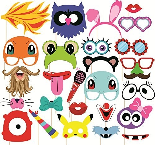 Funny Kids Party Photo Booth Props Craft Item - Multi Color (Set of 26)