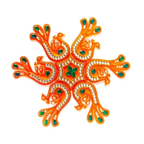 Diwali Rangoli Stencil Floor Decorations Acrylic VMP Beautiful Design with Studded Stones and Sequins, Traditional Festive Home Decor