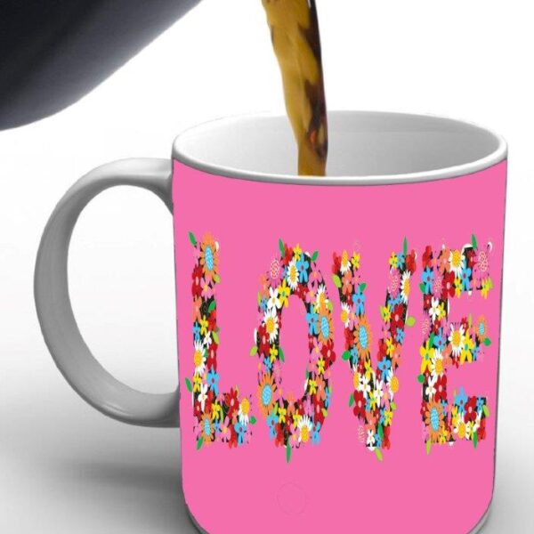 Pink Love Print Valentine Mug