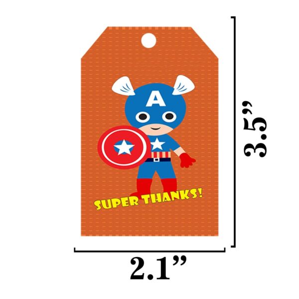 Superhero Theme Thank You Tag (12 Pieces) for Boys Birthday Decoration