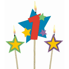 Number 1 Candle and Stars on Stick