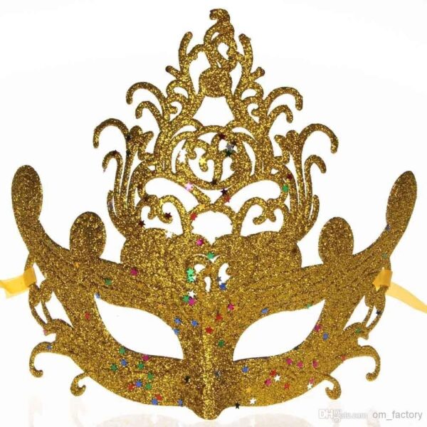 Laser Cut Beautiful Cosplay Glitter Half Face Carnival Masquerade Mask- Golden