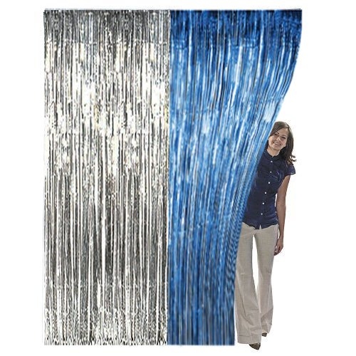 Blue And Silver Foil Curtain With 25 Pcs Balloons For Birthday,Wedding, Anniversary Decoration