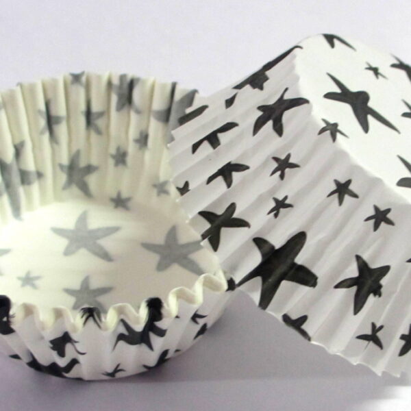 Star Print Cupcake Baking Cups (Pack Of 100) - Black