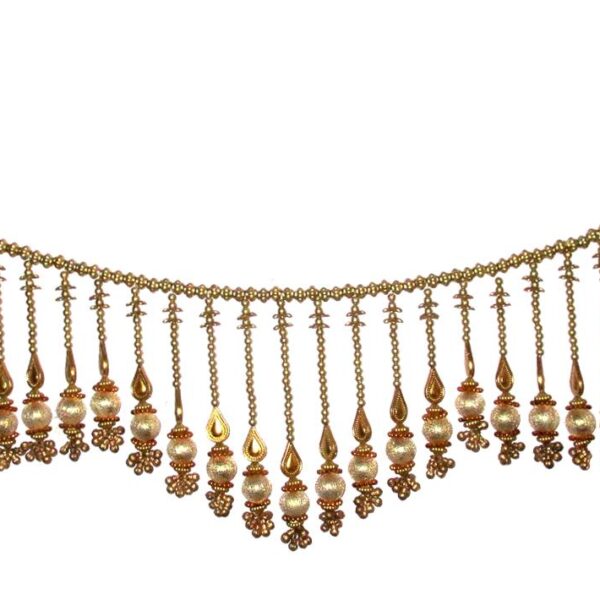 Gold And Red Bandanwar With Bells