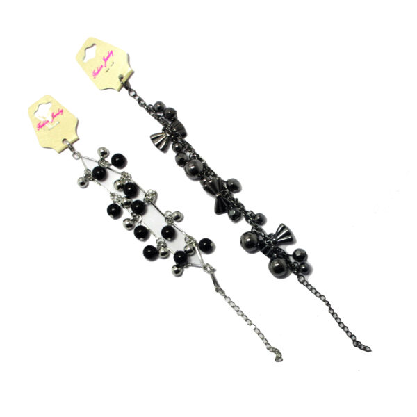 Black And Dark Gray Pearl Bracelet Set (Pack Of 2)