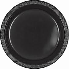 Solid Black Plastic Dinner Plates (Pack Of 20)