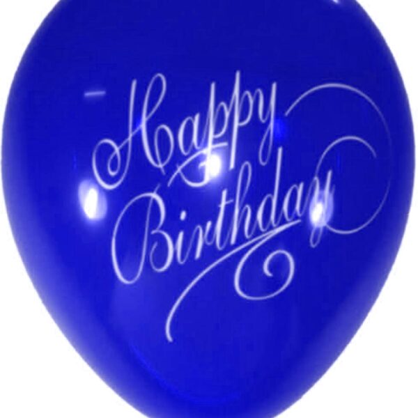 Stylish Happy B'day Latex Balloons (Blue) - Pack of 5