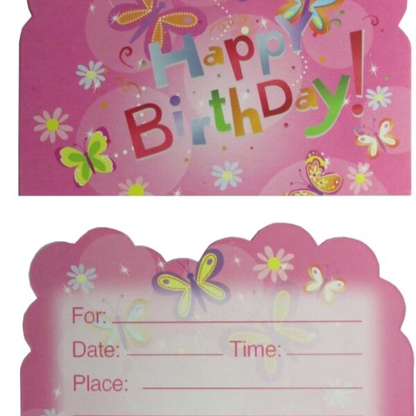 Butterfly Theme Party Invitation Cards (Pack O 10)