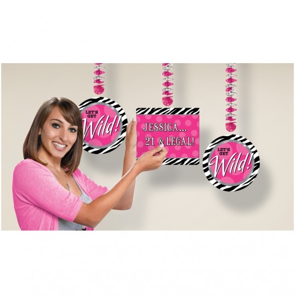 Zebra Party Dangling Cutouts - Personalise It - (Pack Of 3)
