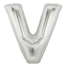 Alphabet Letter V Silver Foil Balloon - 14"