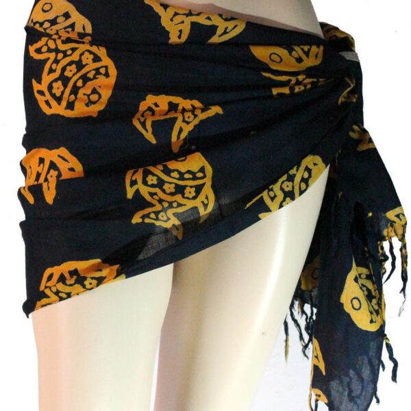 Fish Print Black Sarong