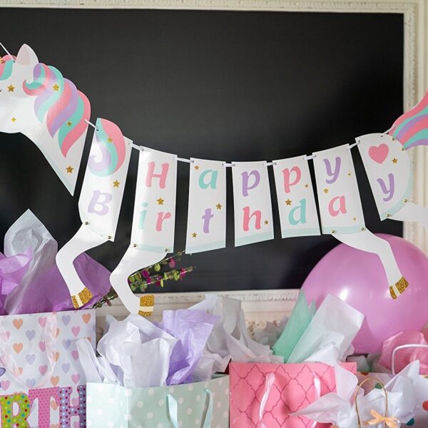 Unicorn Happy Birthday Banner (Multicolour)