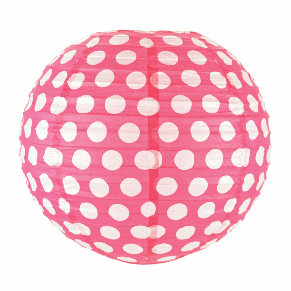 Pink Polka Dots Paper Lantern 14" (1 Piece)