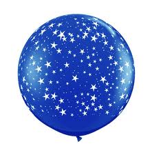 Star Printed Latex Balloons 18" - (Pack Of 5) - Blue