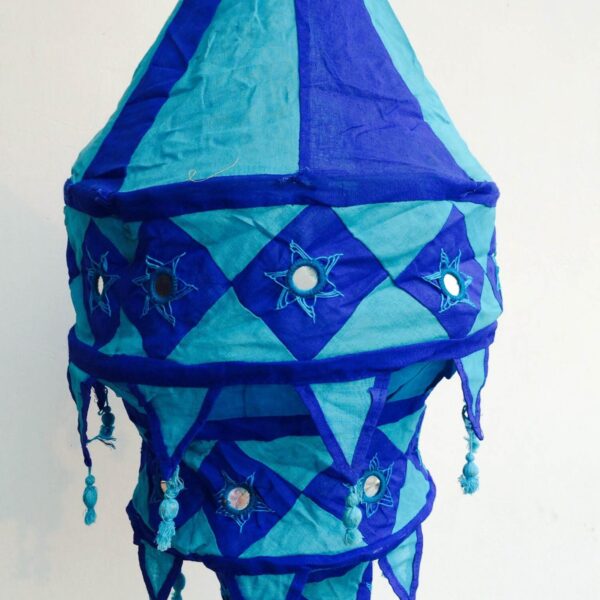 Blue & Darker Blue 3 Step Cloth Lamp/ Kandil