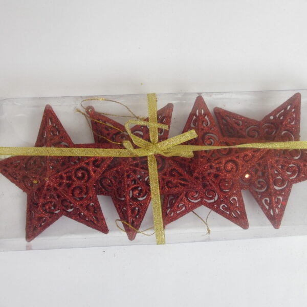 Decoration Star - Red - (Pack Of 4)