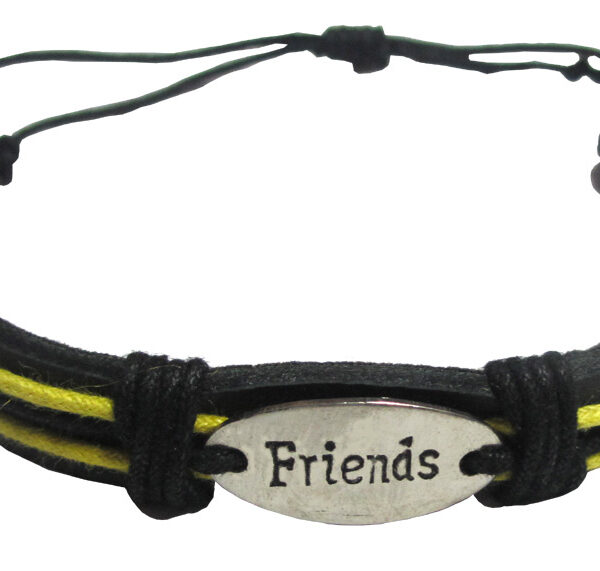 Leather "Friends" Friendship Band - Yellow