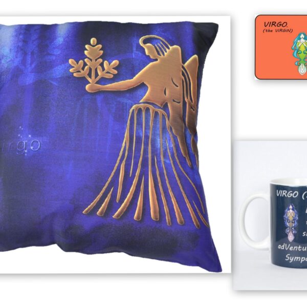 Observant Virgo Mug, Logical Virgo Coaster & Perfectionist Virgo Cushion Cover