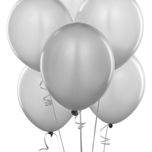 Premium Silver Metallic Latex Balloons (Pack Of 10) - 12"