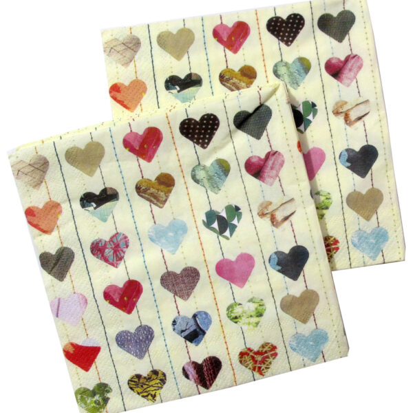 Premium Hearts Print  Napkins (Pack Of 20)
