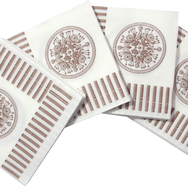 Premium Brown Designer Print Napkins (Pack Of 20)
