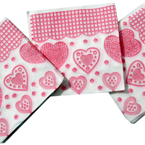 Premium Pink Heart Print Napkins (Pack Of 20)
