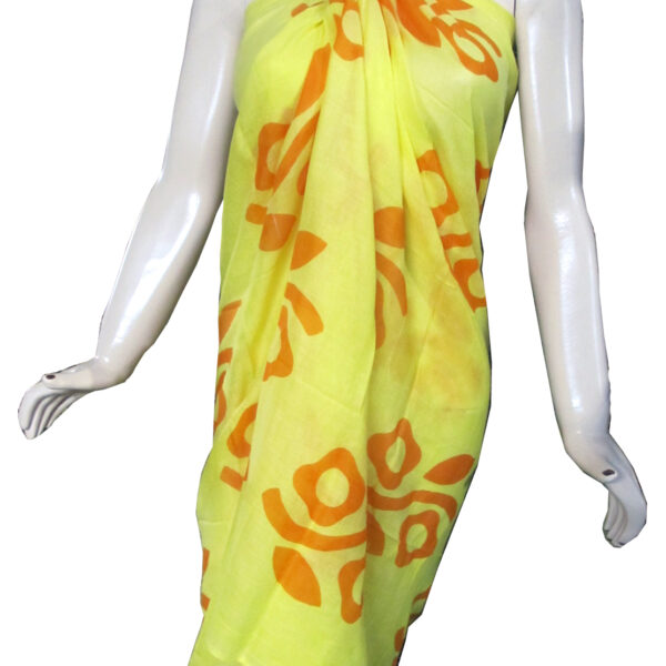 Orange Floral Print Yellow  Pareo
