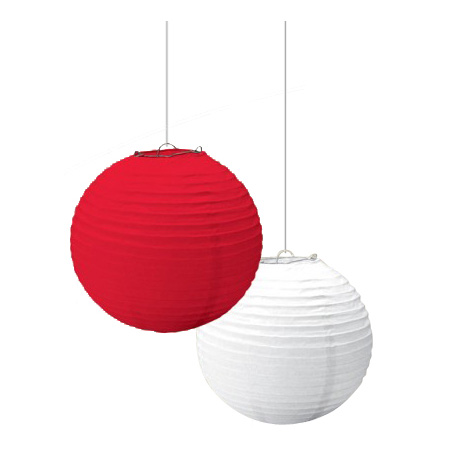 14" Red & White Valentine Paper Lantern (Pack Of 2)
