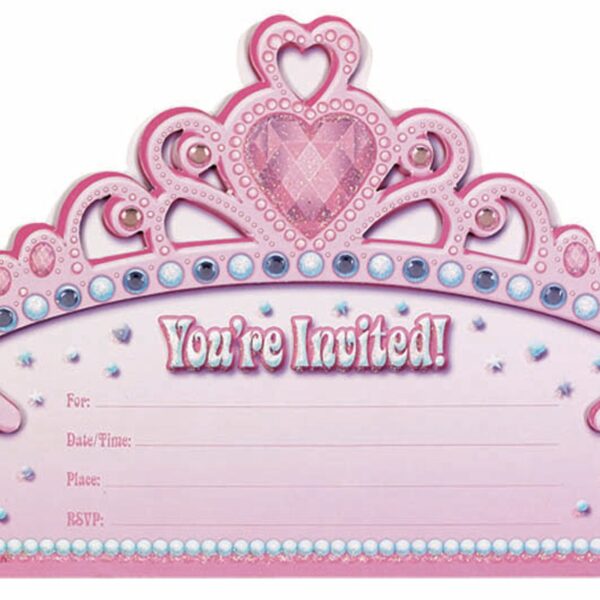 Princess Party Invitation Cards (Pack Of 8)