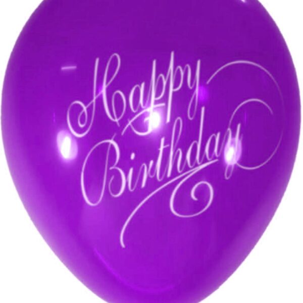 Stylish Happy B'day Latex Balloons (Purple) - Pack of 5