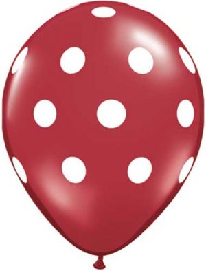 Polka Dots Latex Balloons (Red) - Pack of 5 - 18"