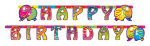 Balloon Party Birthday Banner