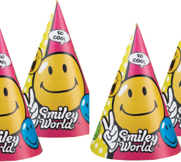 Smiley World Party Hats -Pack of 6